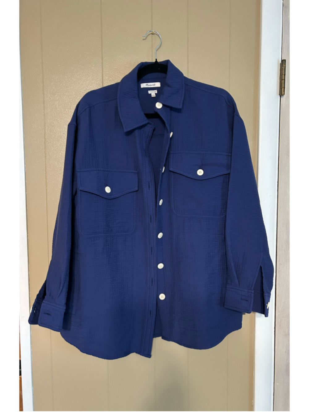 Madewell Women’s Blue Oversized Button Down Shirt Jacket Size S